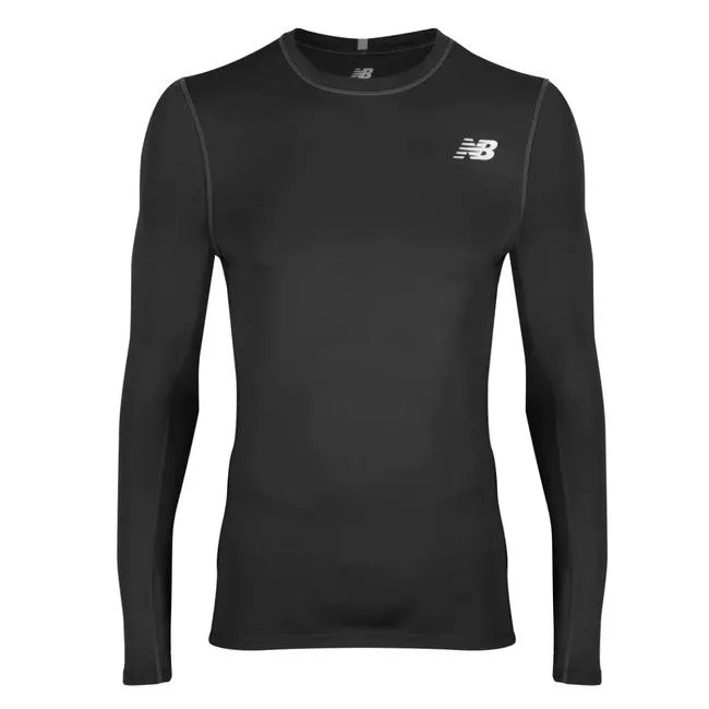 Polera Manga Larga Running Hombre New Balance Negra