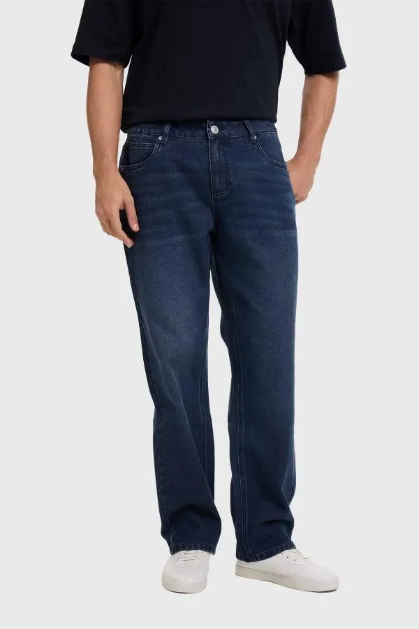 Jeans hombre skinny liso azul