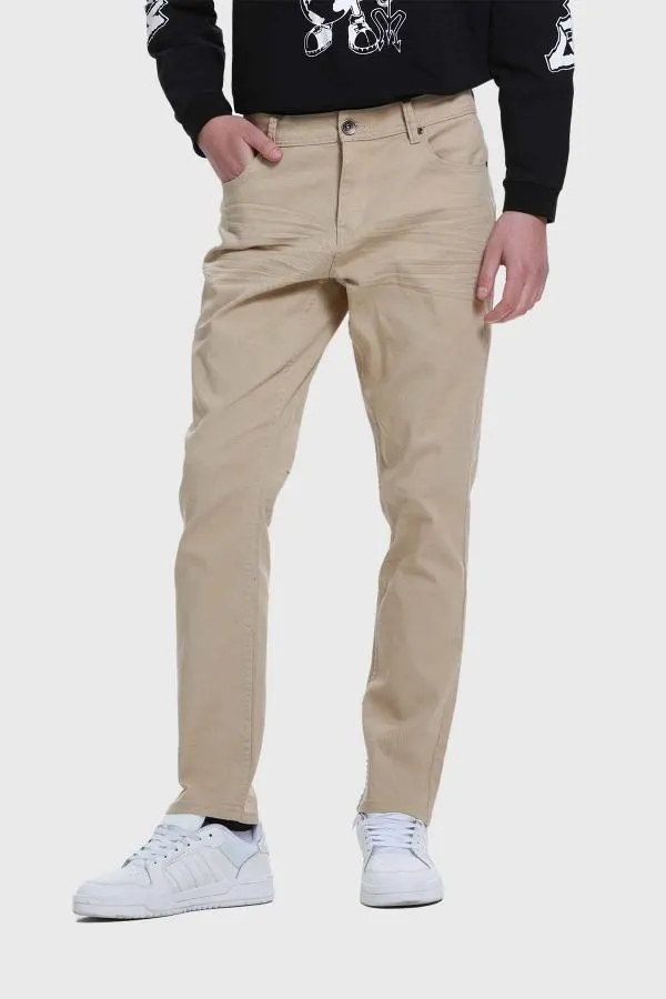 Jeans hombre slim color beige i