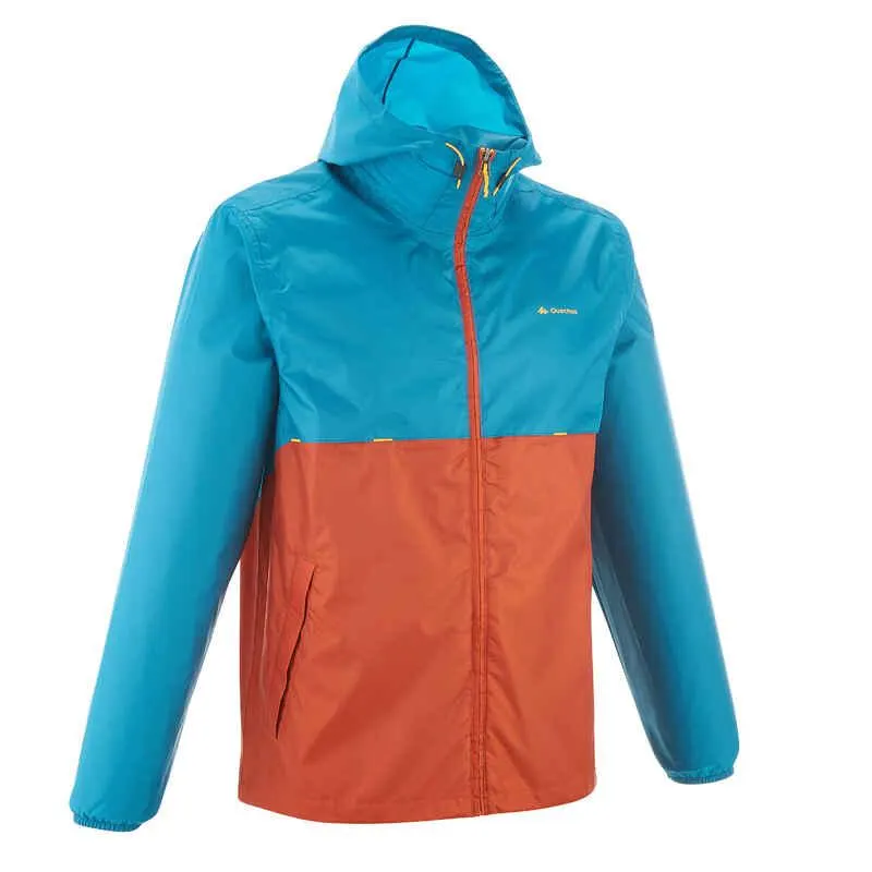 Impermeable senderismo en naturaleza hombre Raincut cierre naranja y azul cl
