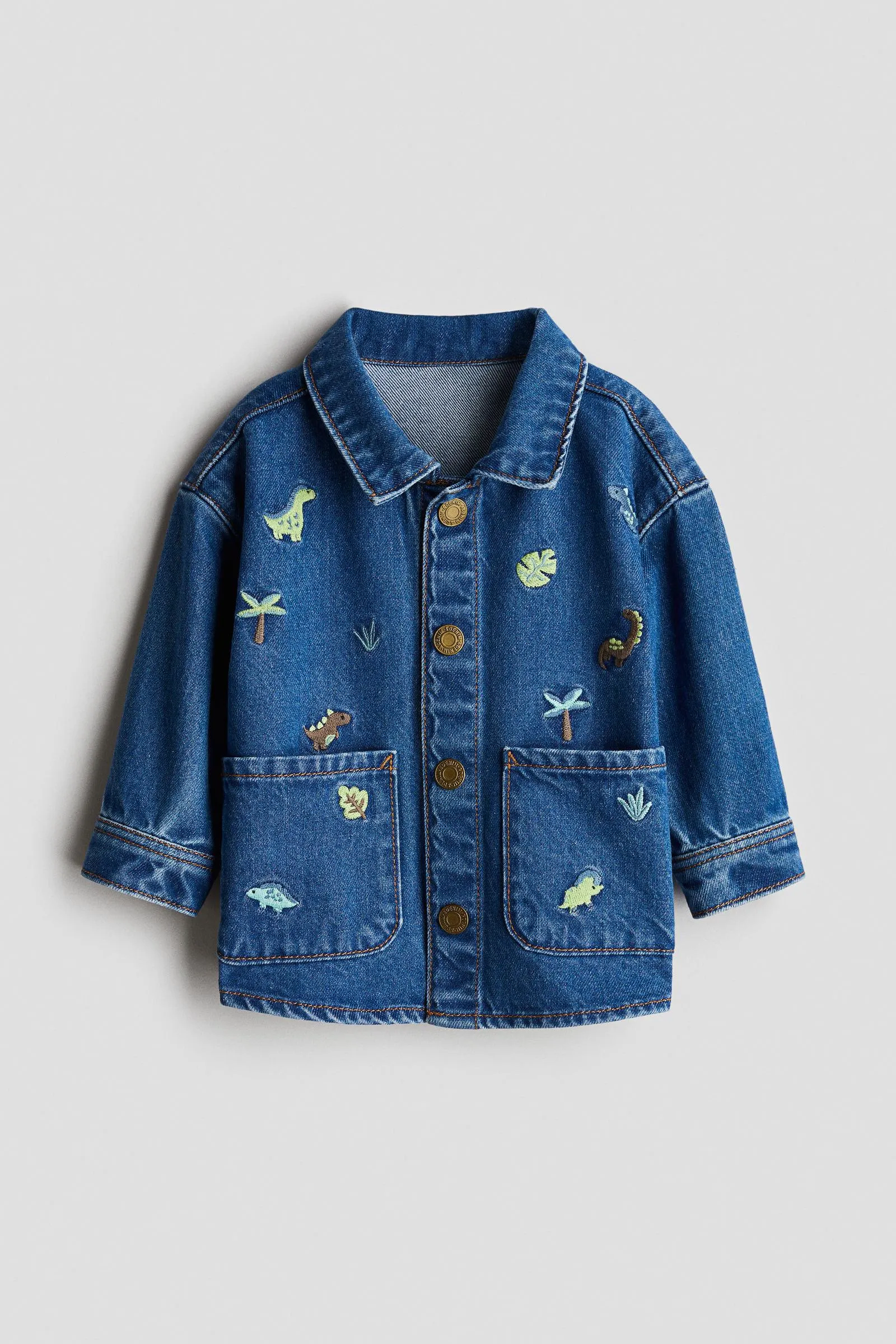 Chaqueta camisera denim con detalles bordados