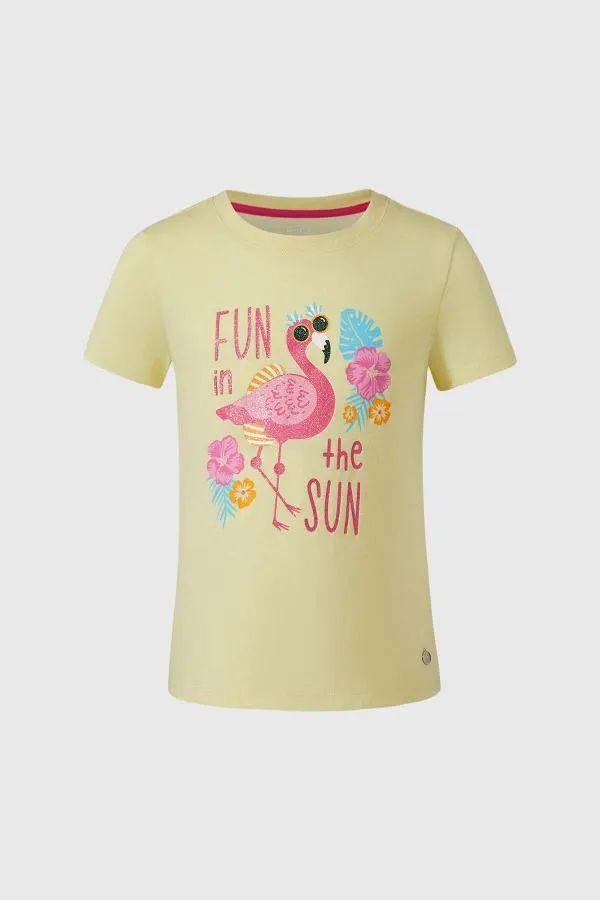 Polera niÑa print amarillo claro