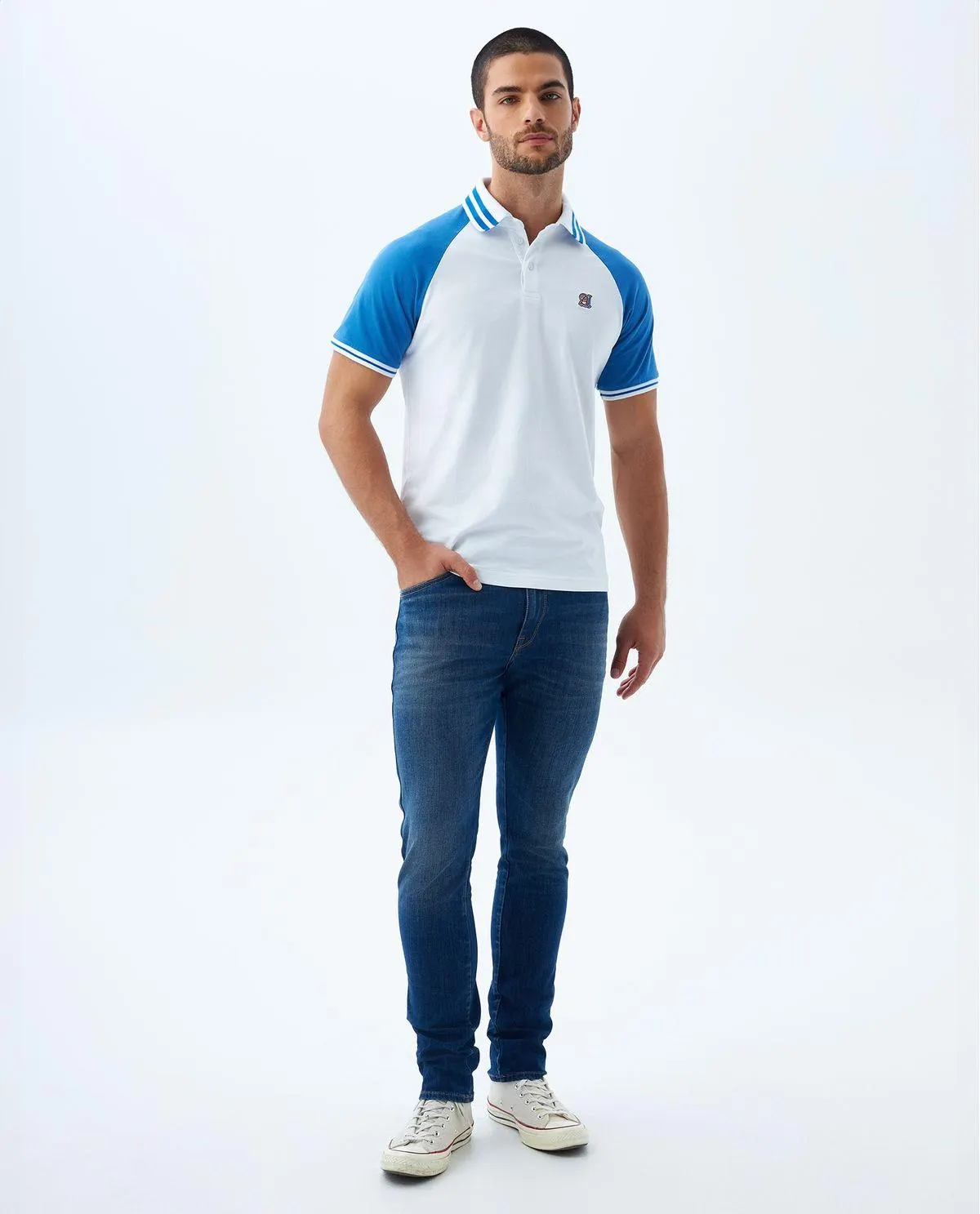 Camiseta polo con bloques de color para hombre