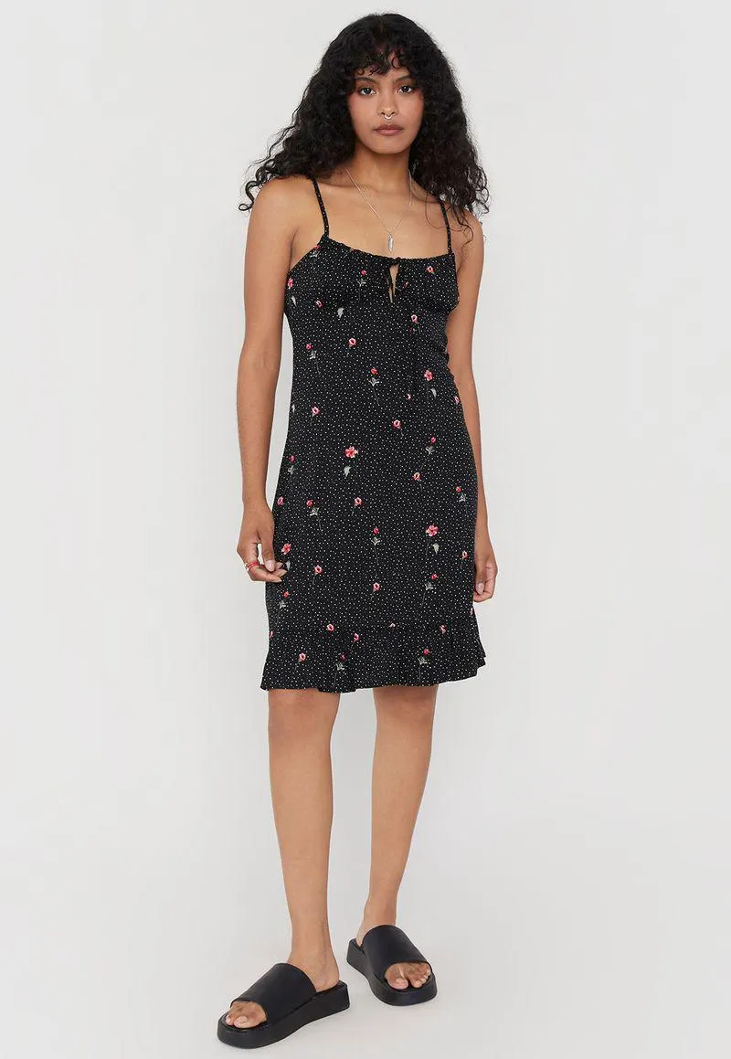 Vestido Mujer Corto Pabilo Negro Puntos