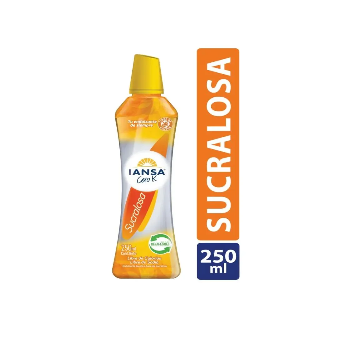 Endulzante Líquido Sucralosa Iansa Cero K, 250ml.