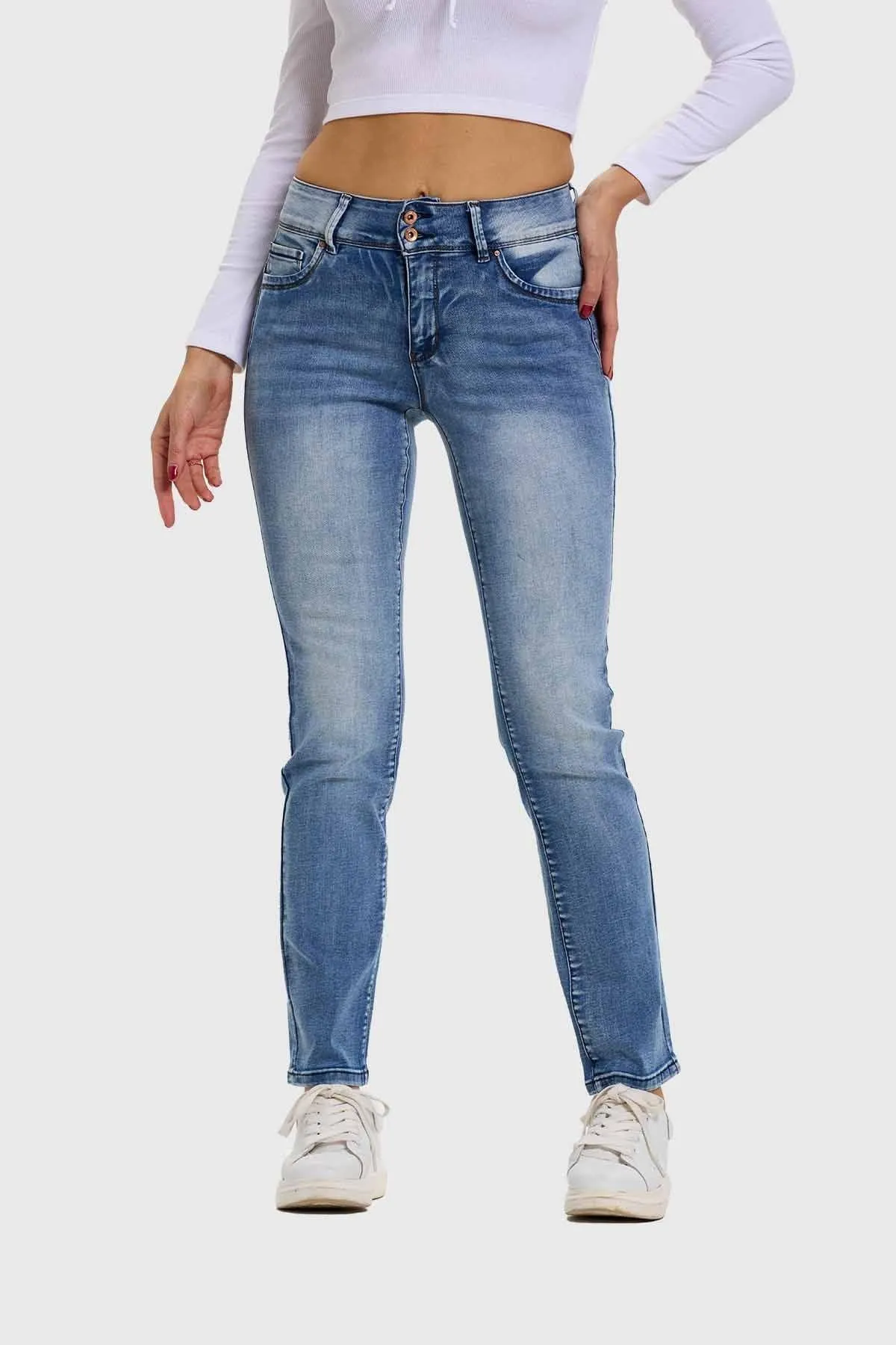 Jeans Mujer Flo Recto Azul