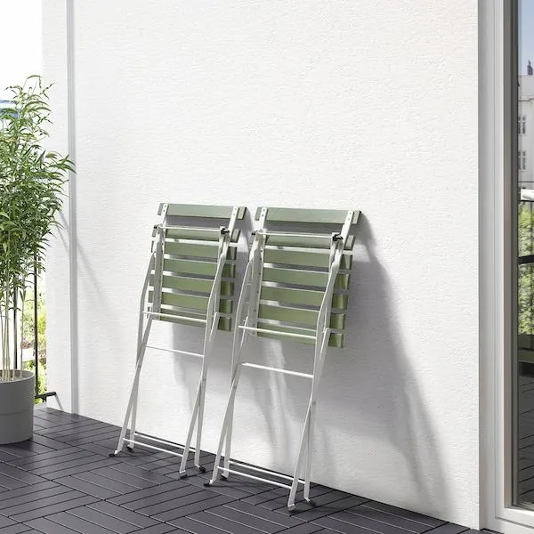 Silla para terraza, plegable blanco/verde