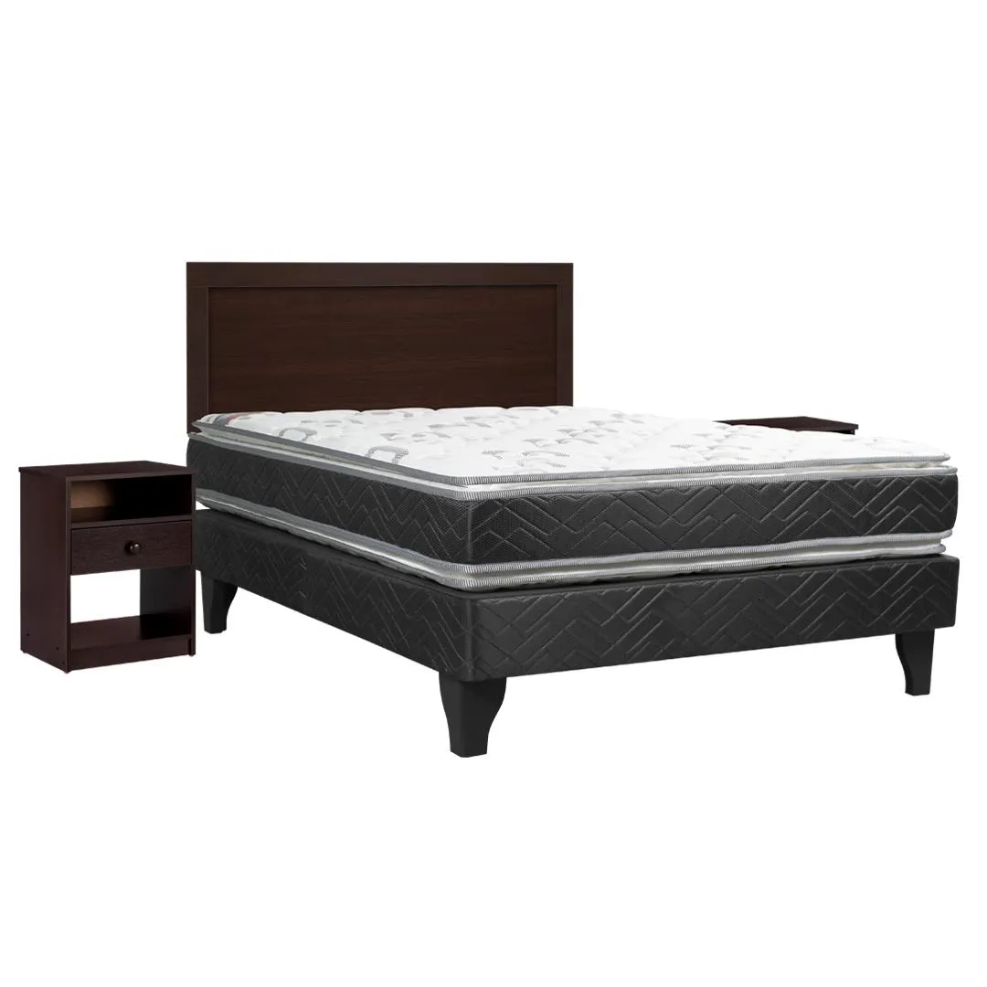 Cama Europea Terapeutic 2 Plazas Base Normal + Set Pamplona
