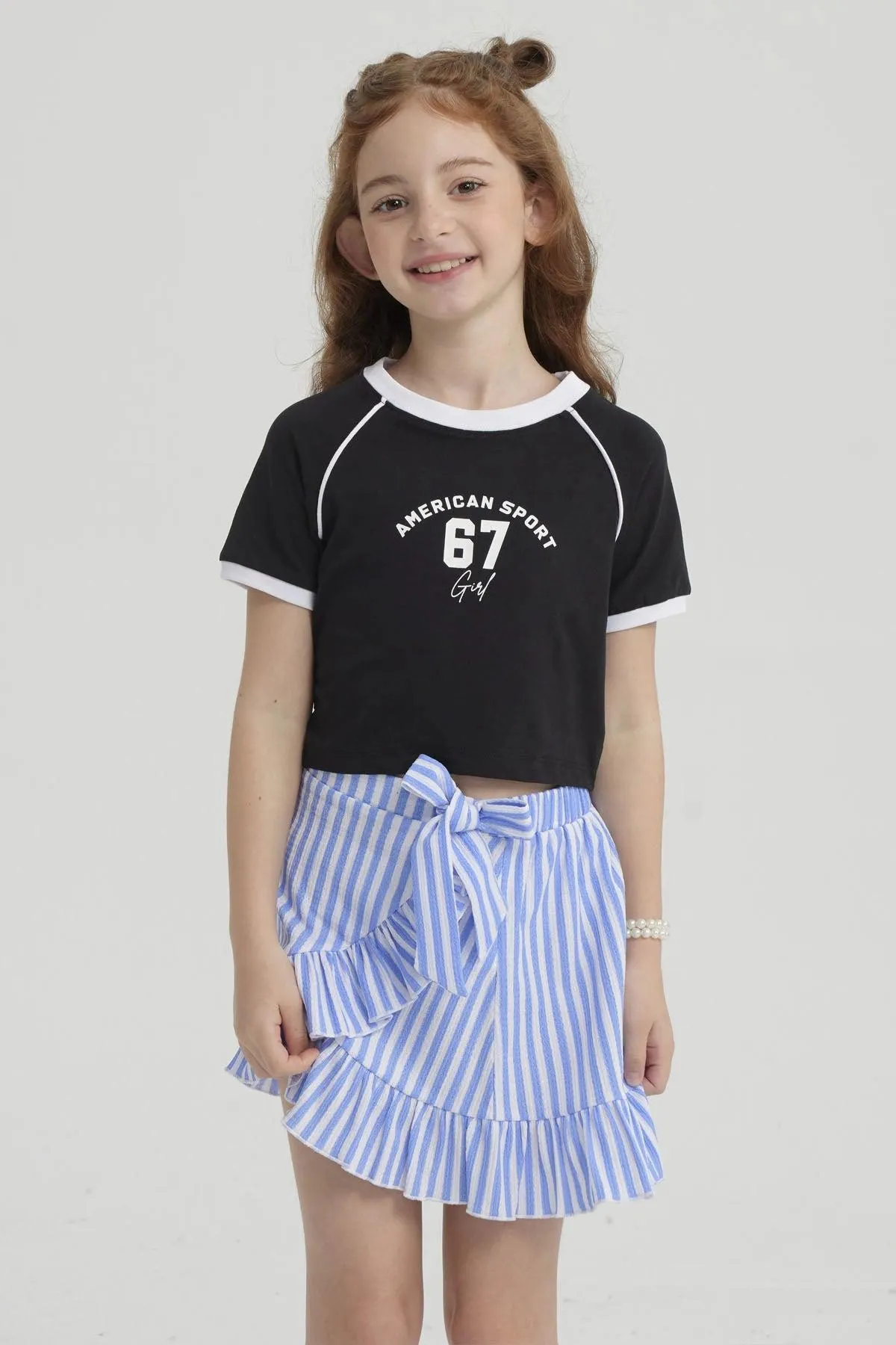 Polera Niña Rib Contraste Negro