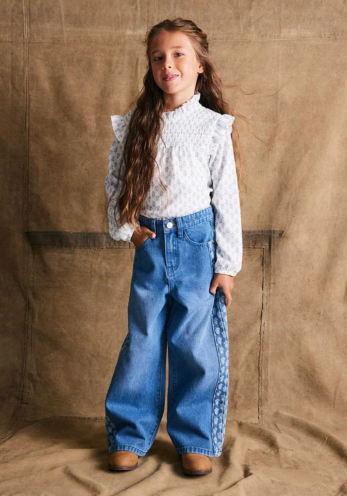 Jeans Panel Con Estampado