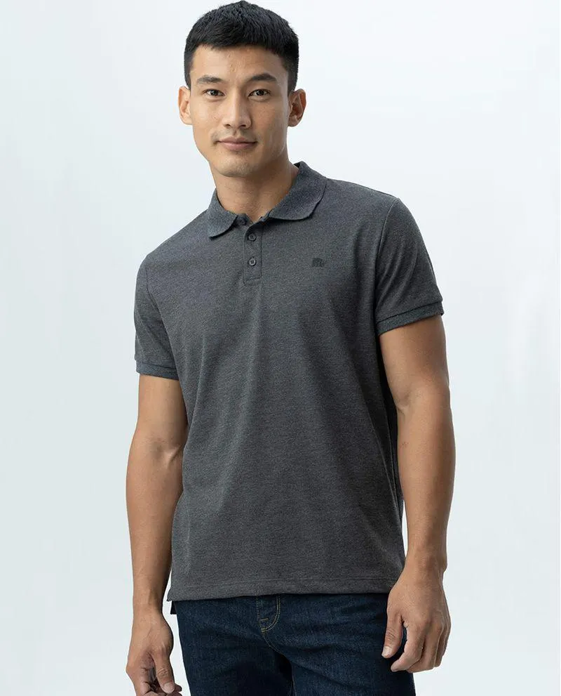 Polo para hombre Slim manga corta gris jaspe