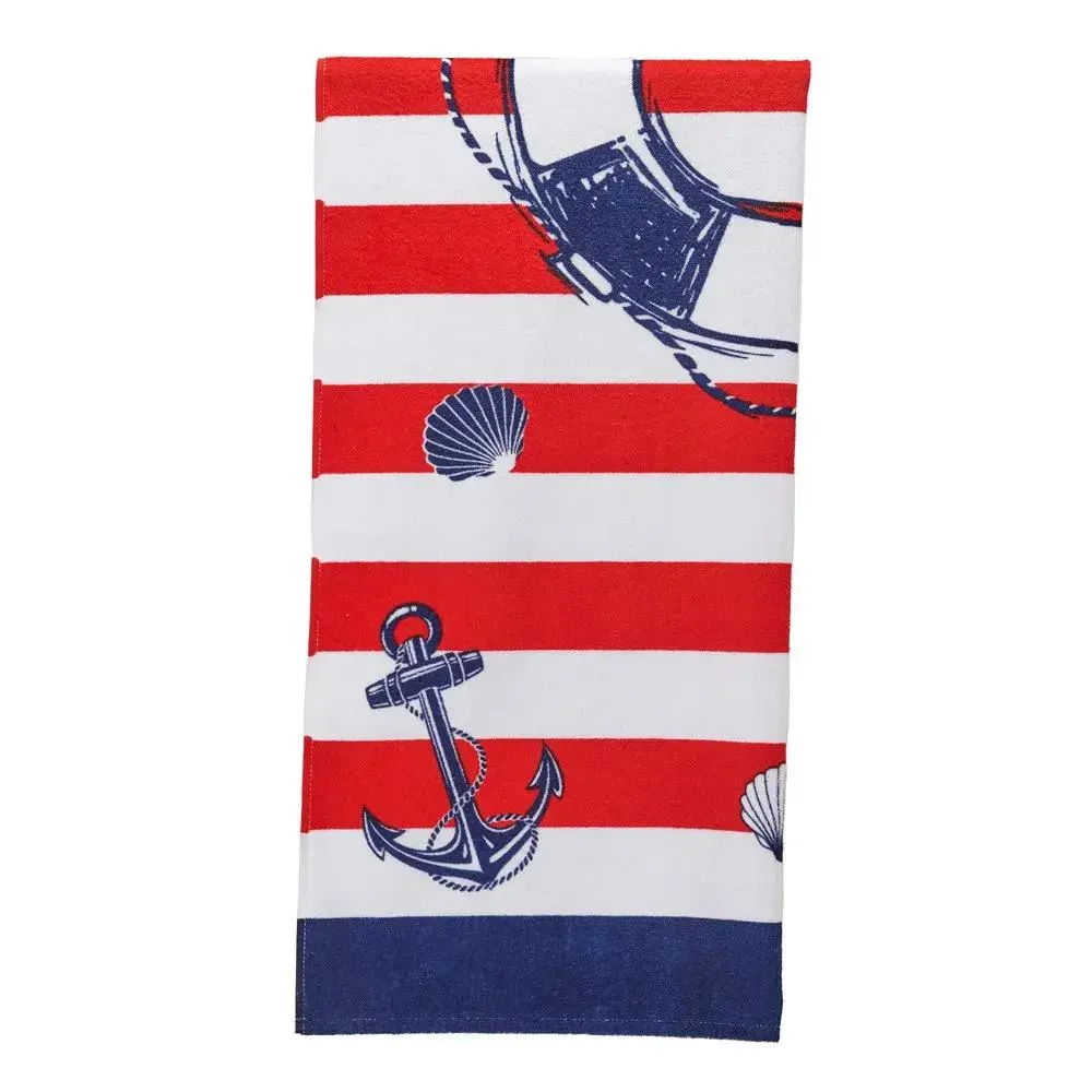 Toalla Playa Estampada 75x150 Cm Barco Azul