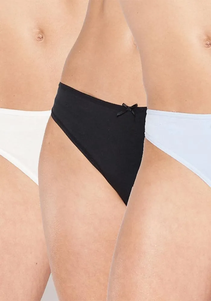 Pack 3 Bikini Algodón Elasticado Aquamarine