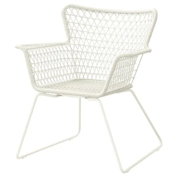 Silla con apoyabrazos para terraza, blanco