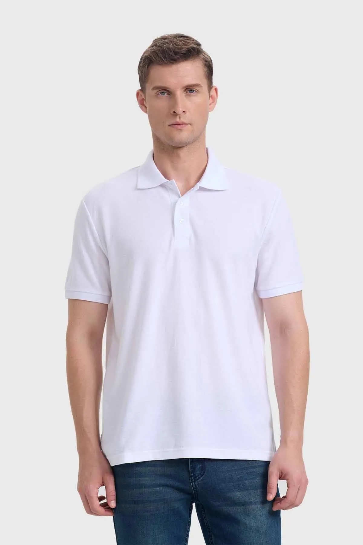 Polera Hombre Piqué Básica Blanco
