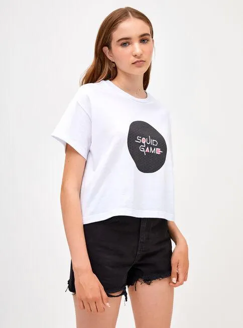 Polera Blanca Logo Squid Game