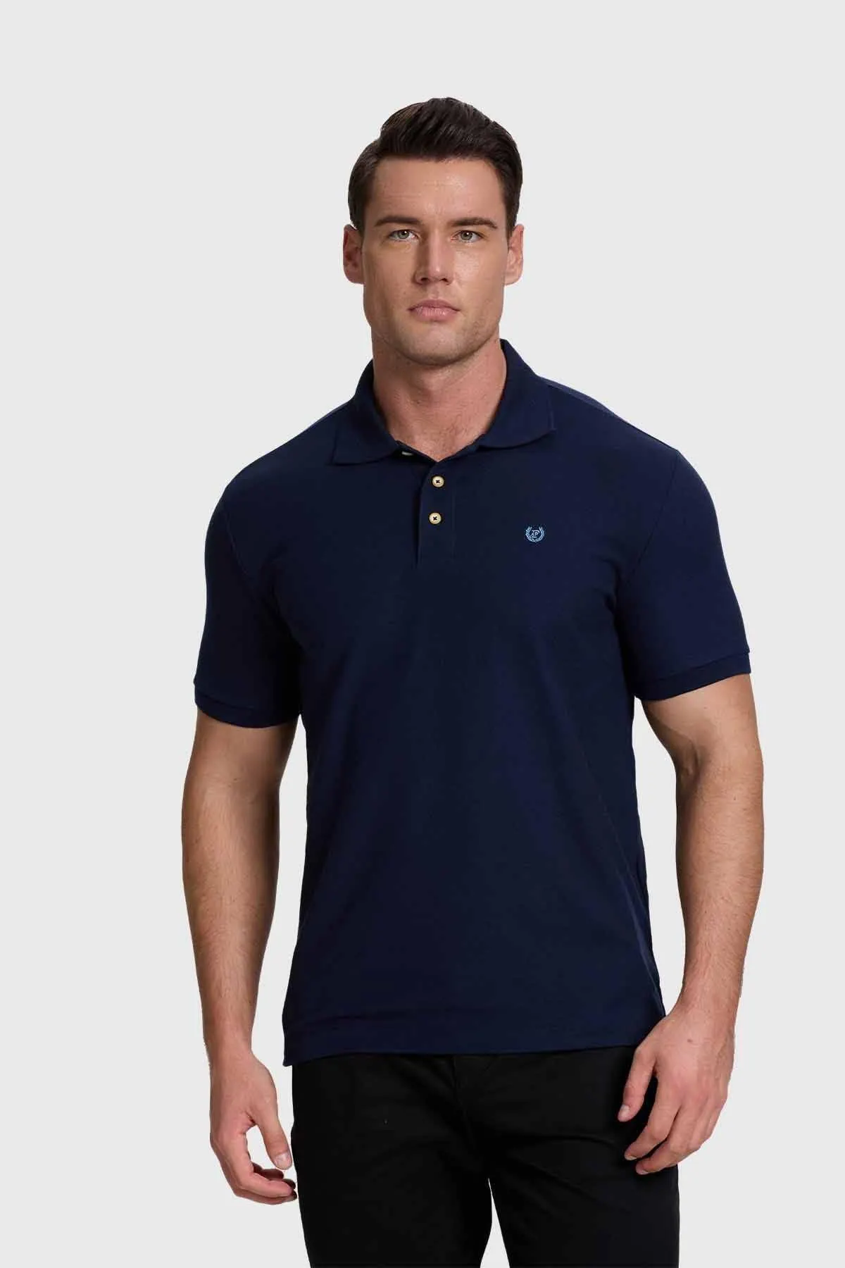 Polera Hombre Piqué Básica Azul