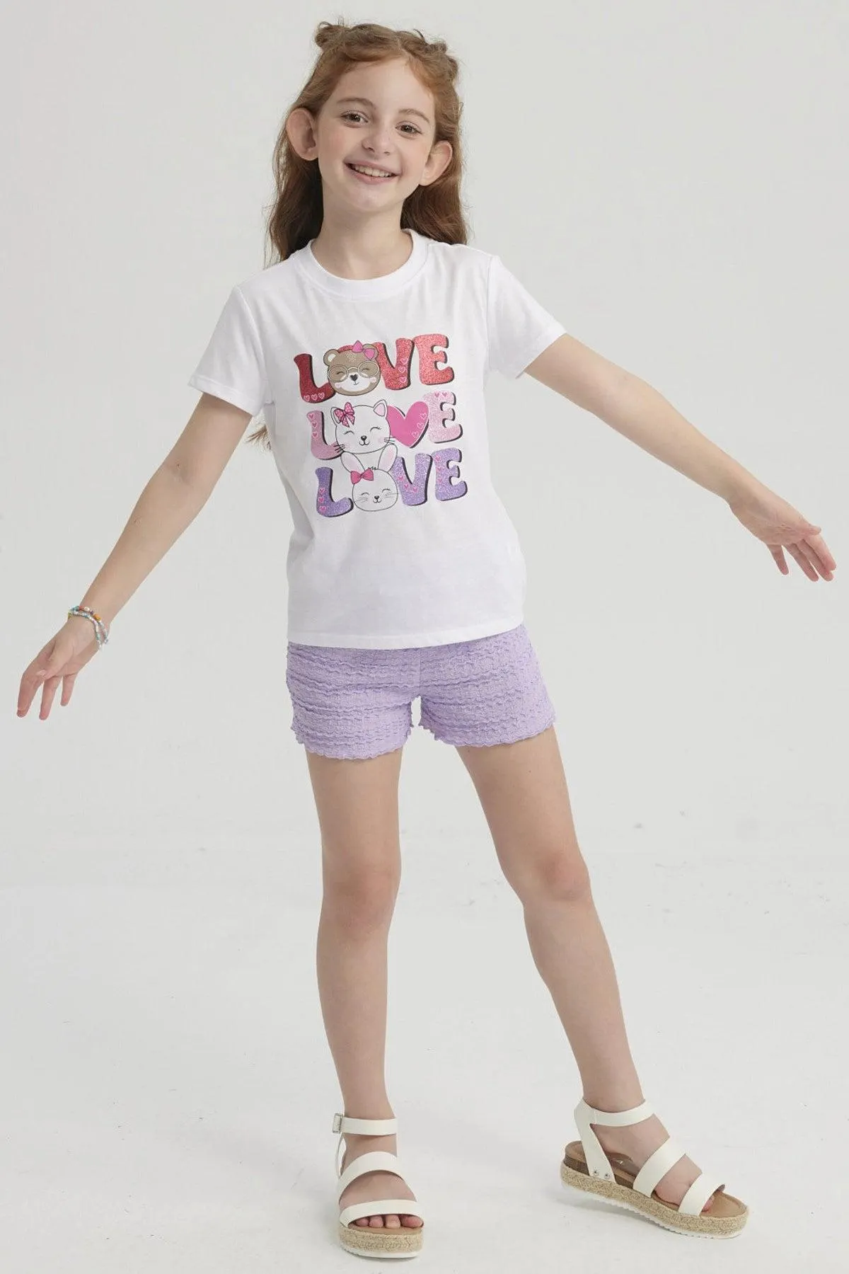 Polera Niña Básica Estampada Blanco