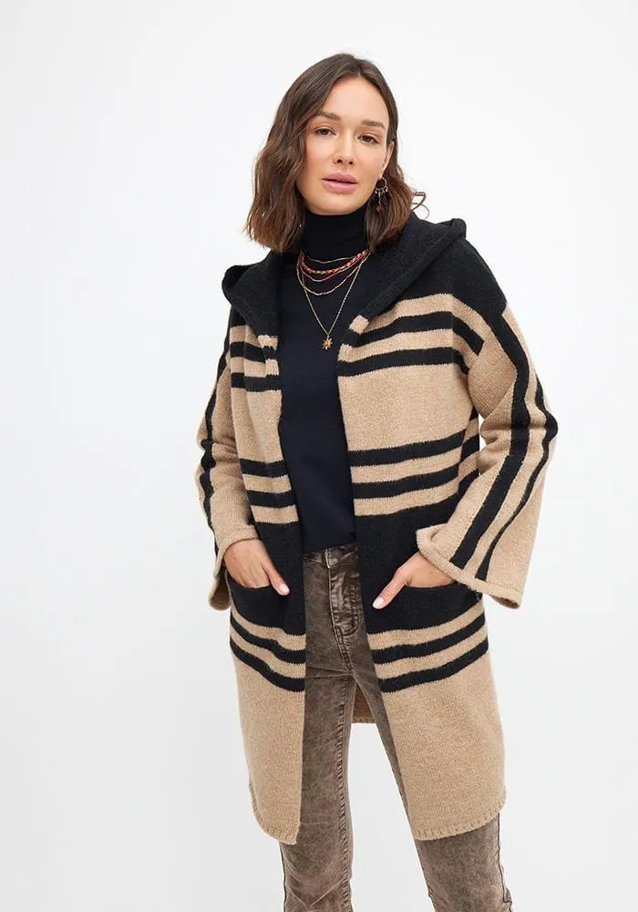 Chaleco Largo Listado Con Capucha L Miscelaneo 1