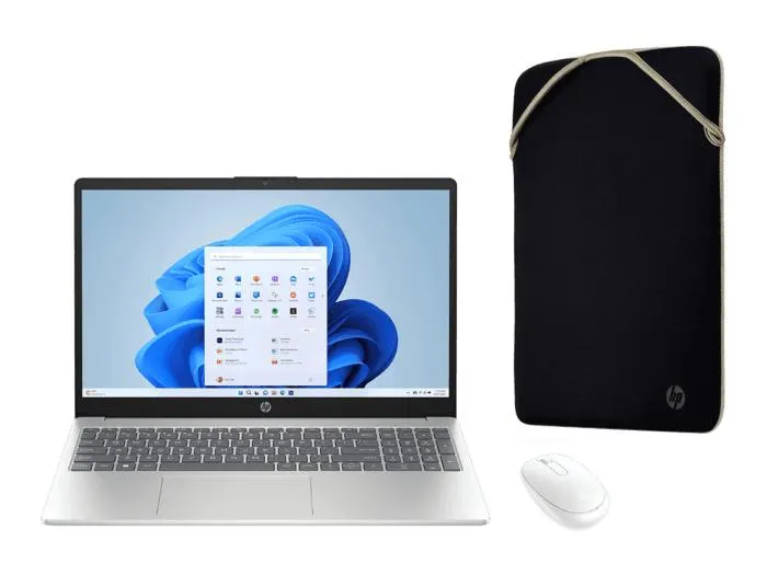 Notebook HP 15-fc0022la + Funda HP Negro/Dorado 15,6" + Mouse HP 240 Blanco