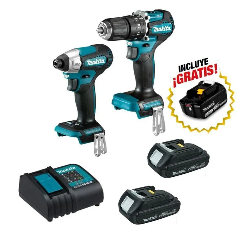 Combo Taladro 1/2" Dhp487+Atornillador Impac Dtd1 Dlx2414Yx7-1 Makita
