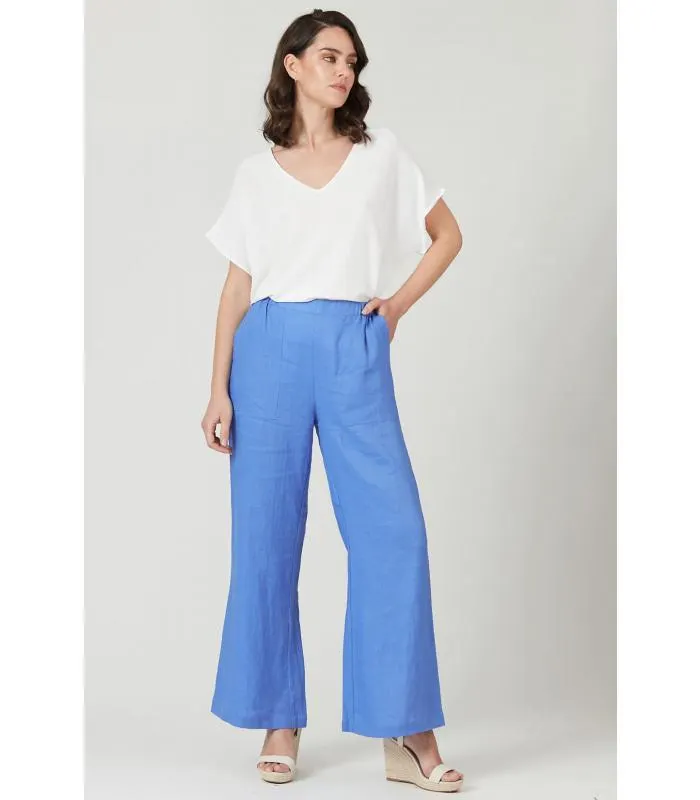 Pantalon de lino straight azul