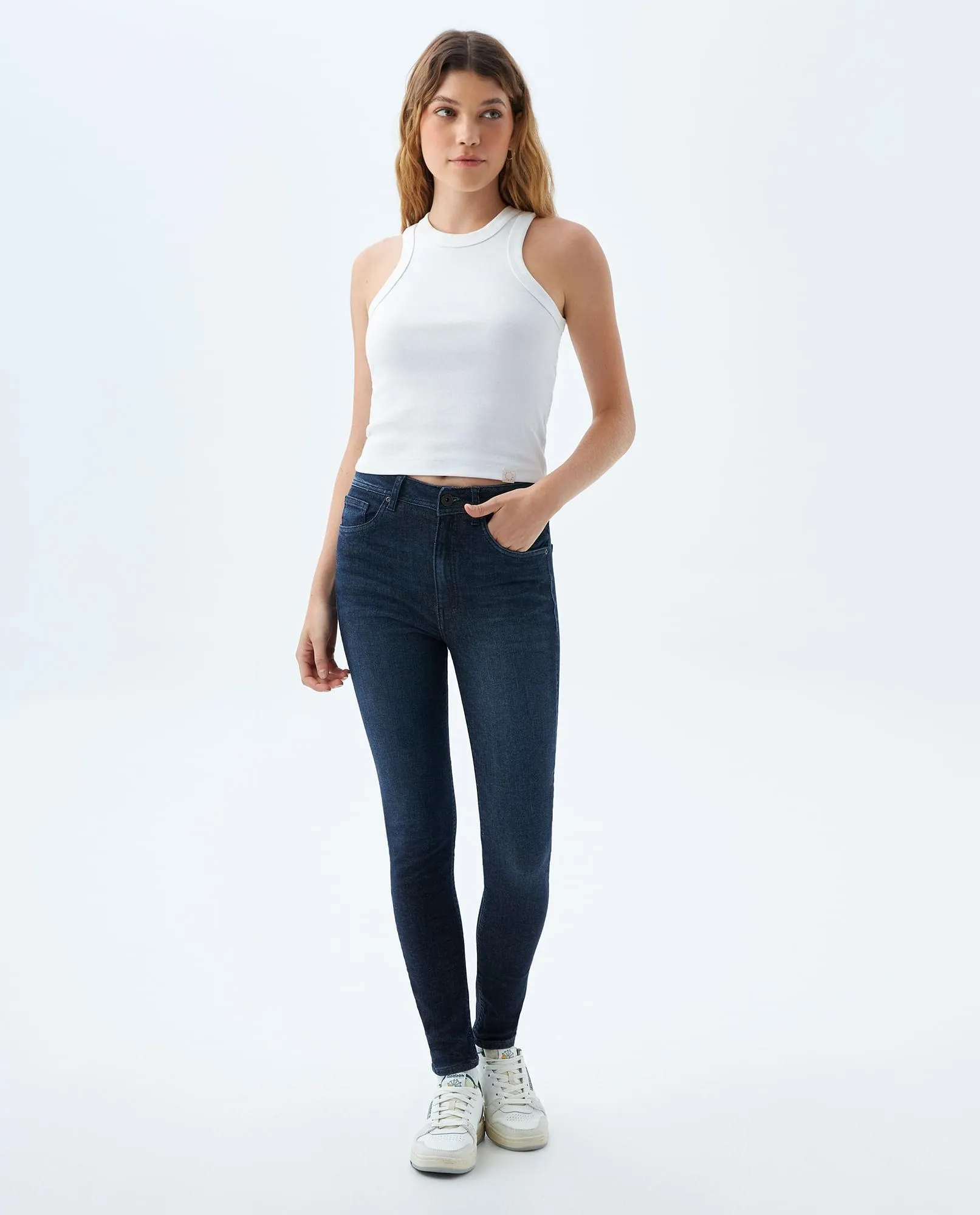 Jean Jegging tiro súper alto para mujer