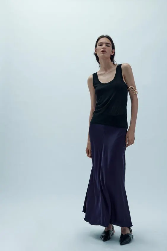 FALDA MIDI SATINADA ZW COLLECTION