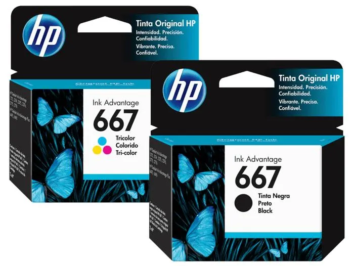 Cartucho de Tinta HP 667 Negro Original + Tricolor Original