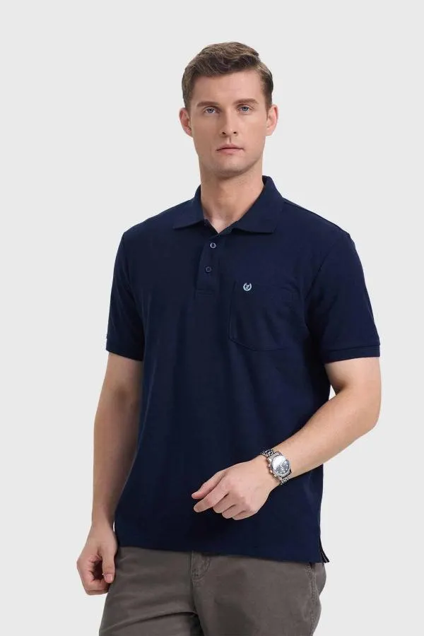 Polera hombre pique bÁsica lisa azul marino