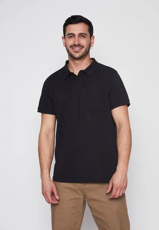 Polera Hombre Negro Pique Basic Family Shop