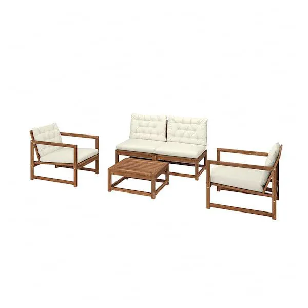 Juego de terraza 4 piezas, café/Kuddarna beige