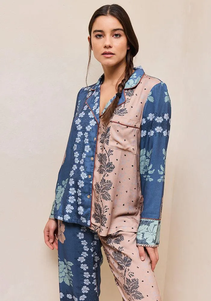 Pijama Camisero con Mix Print