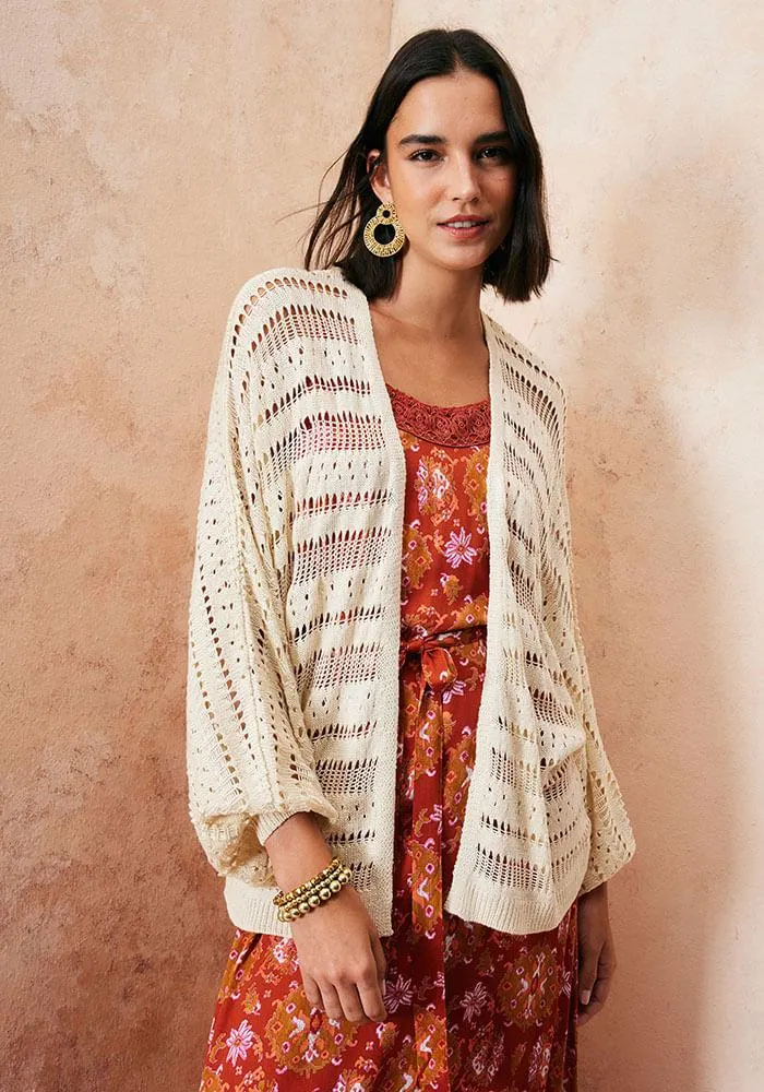 Chaleco Tipo Kimono Y Punto Calado