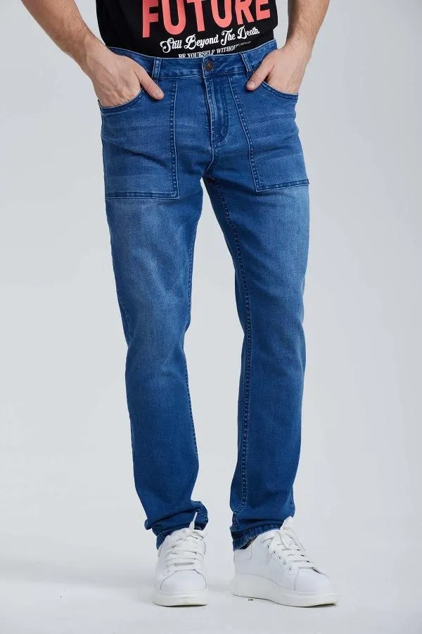 Jeans skinny cargo azul fsp