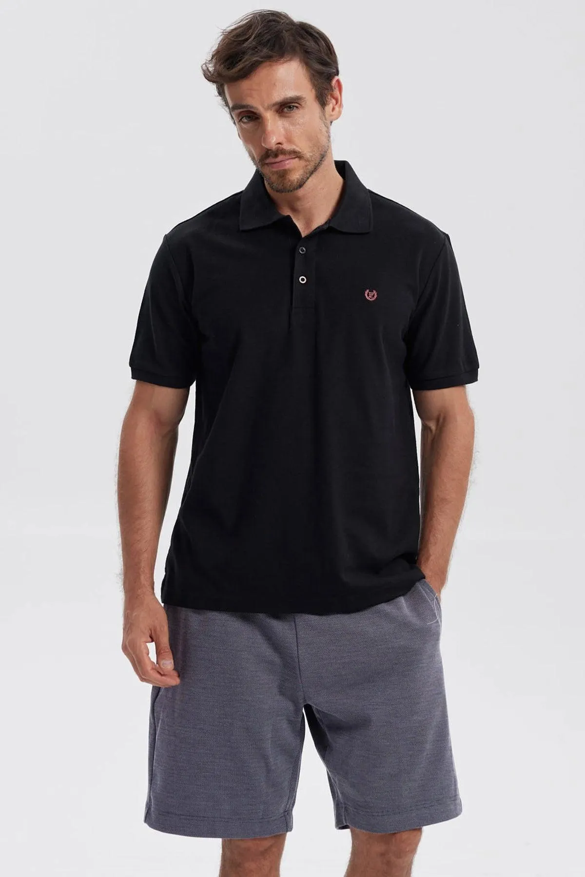 Polera Hombre Pique Básica Lisa Negro