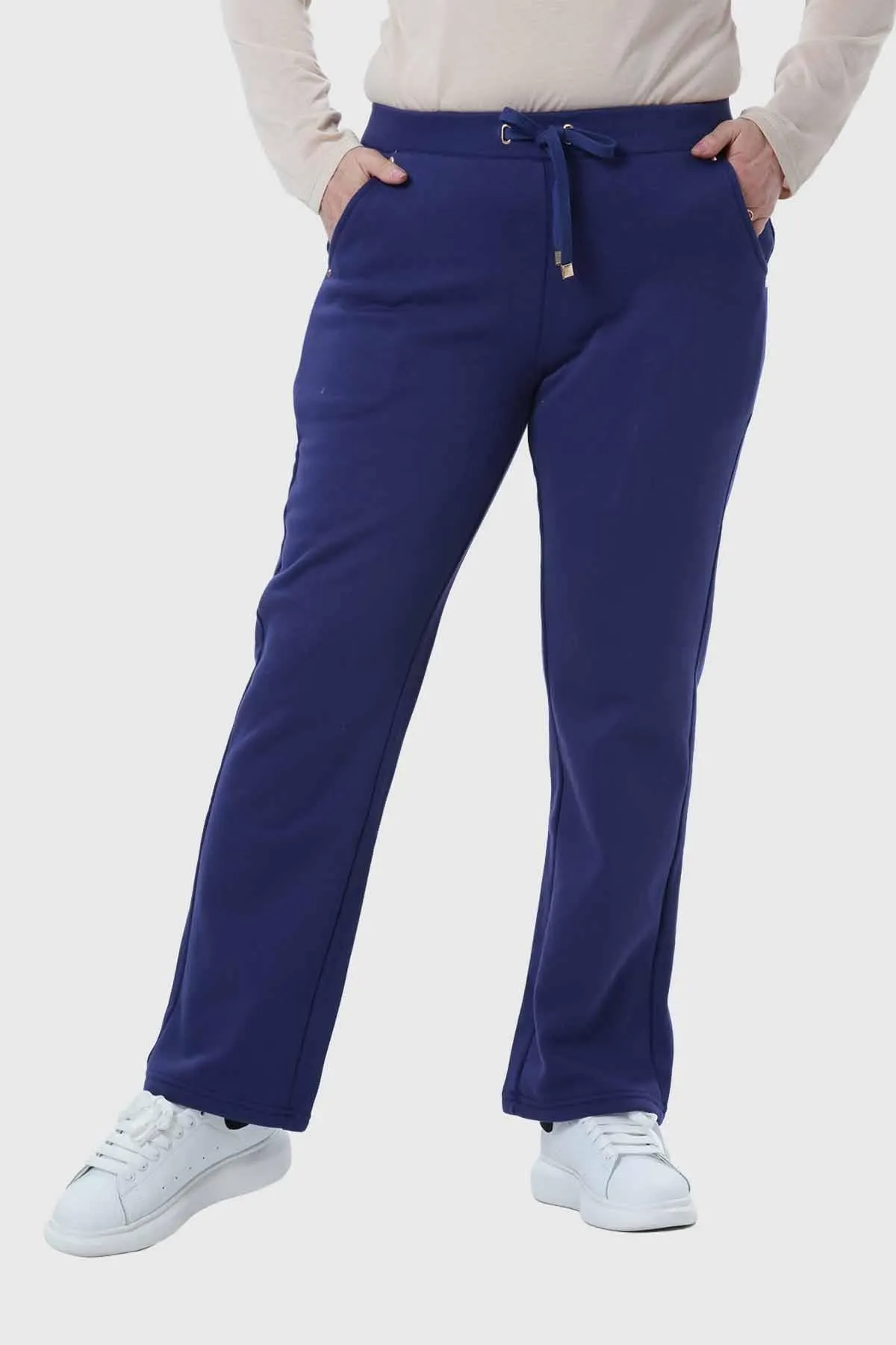 Pantalón Buzo Mujer Con Cordón Y Bolsillo Azul