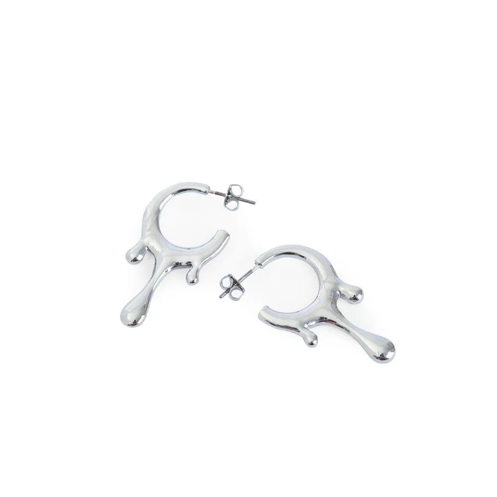 Drop aros medianos argolla plateado