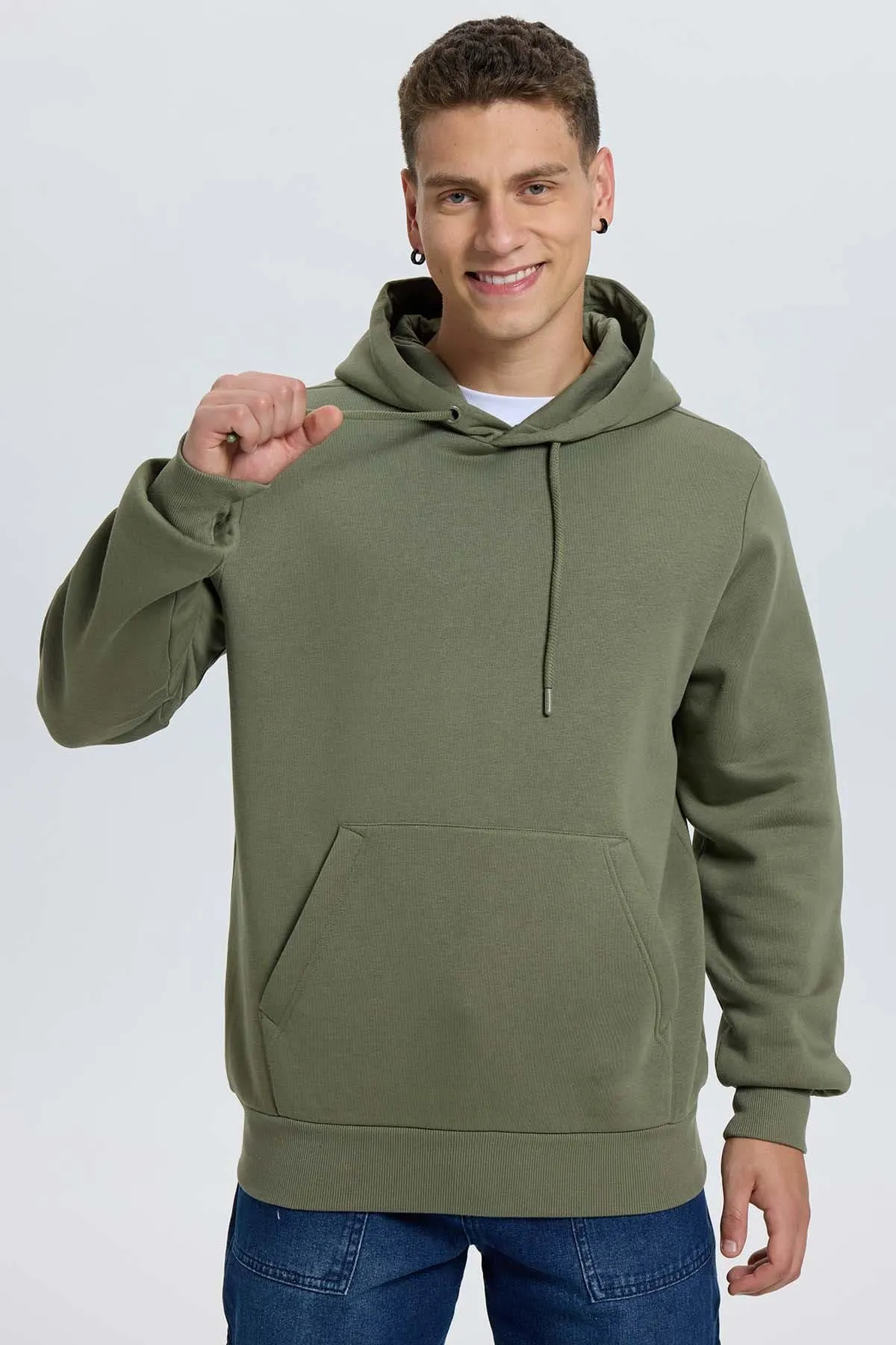 Polerón Hombre Hoodie Verde Militar
