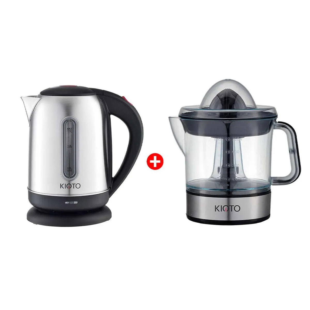 Combo Hervidor Kioto Akita 1,7 lts. + Exprimidor de Cítricos Kioto Nara 700 ml.