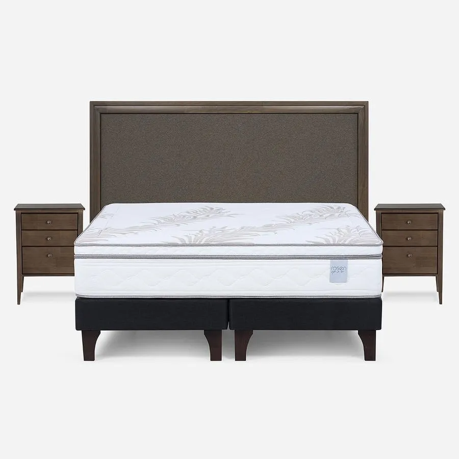 Cama Neo Plus 2 Plazas + Respaldo Nolita y Velador Issey