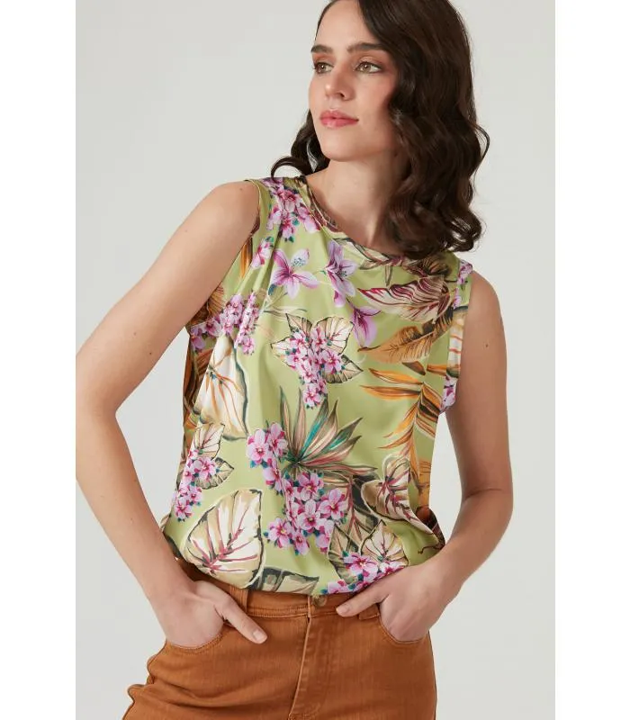 Blusa verde estampada