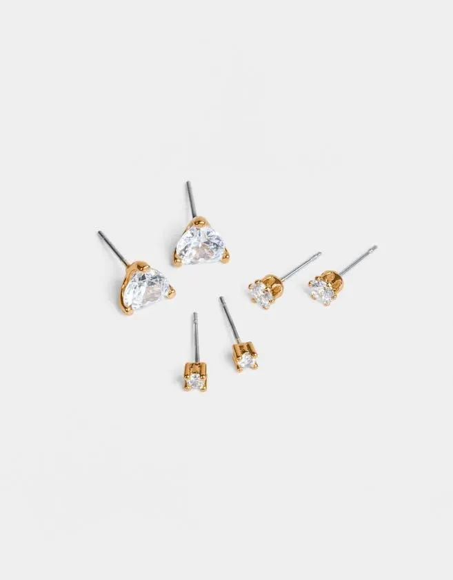 Set de aros bañados en oro con cubic zirconia