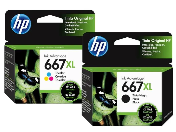 Cartucho de Tinta HP 667XL Negro + Tricolor Original