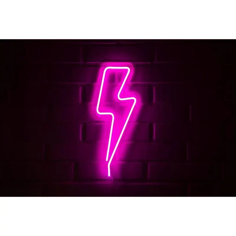 LETRERO ESTILO NEON RAYO GRANDE (ROSADO/USB/19,5X51CM)