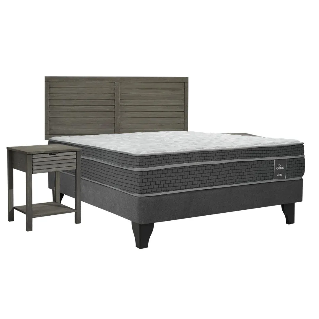 Cama Europea Deus 2 Plaza Base Normal 150 x 190 cm + Set Western