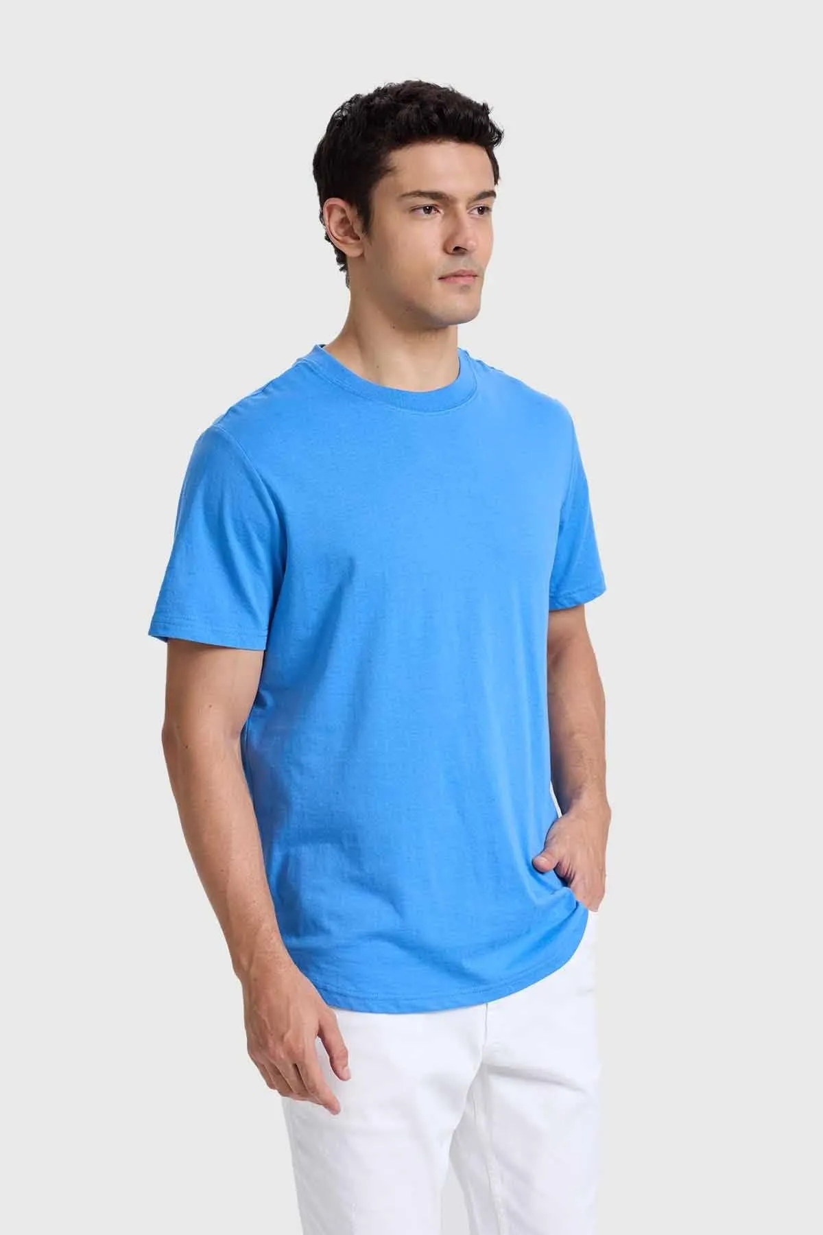 Polera Hombre Long Fit Básica Azul