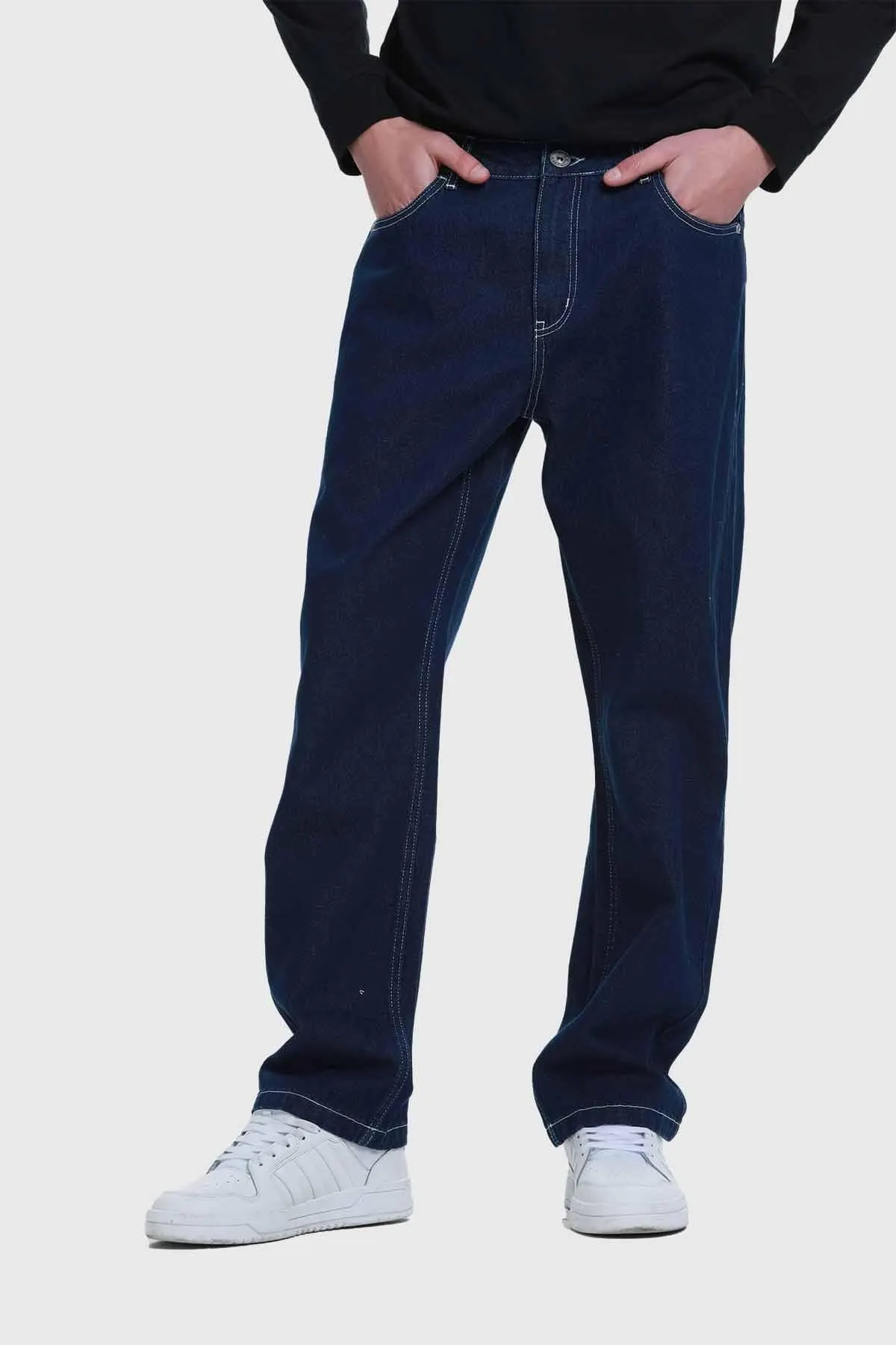 Jeans Hombre Wide Leg Costura Azul