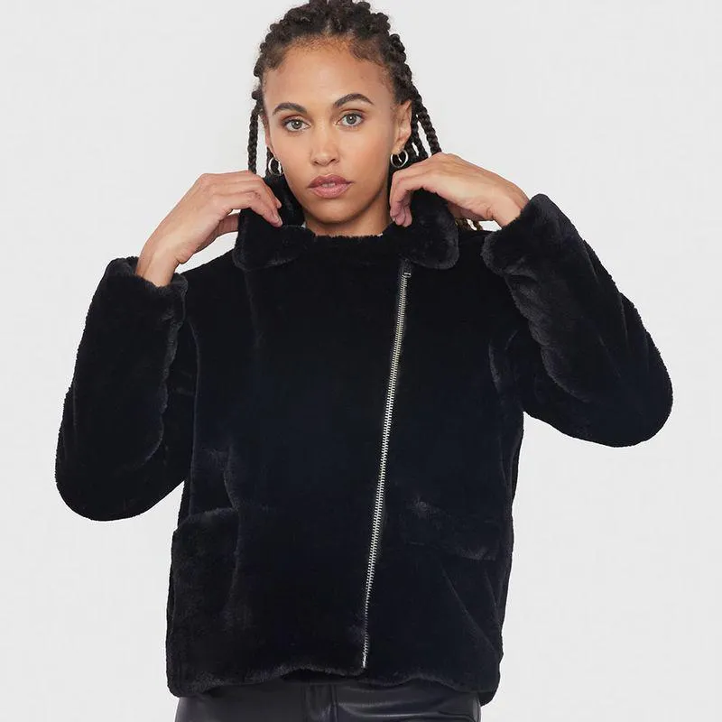 Chaqueta Mujer Efecto Piel Negro