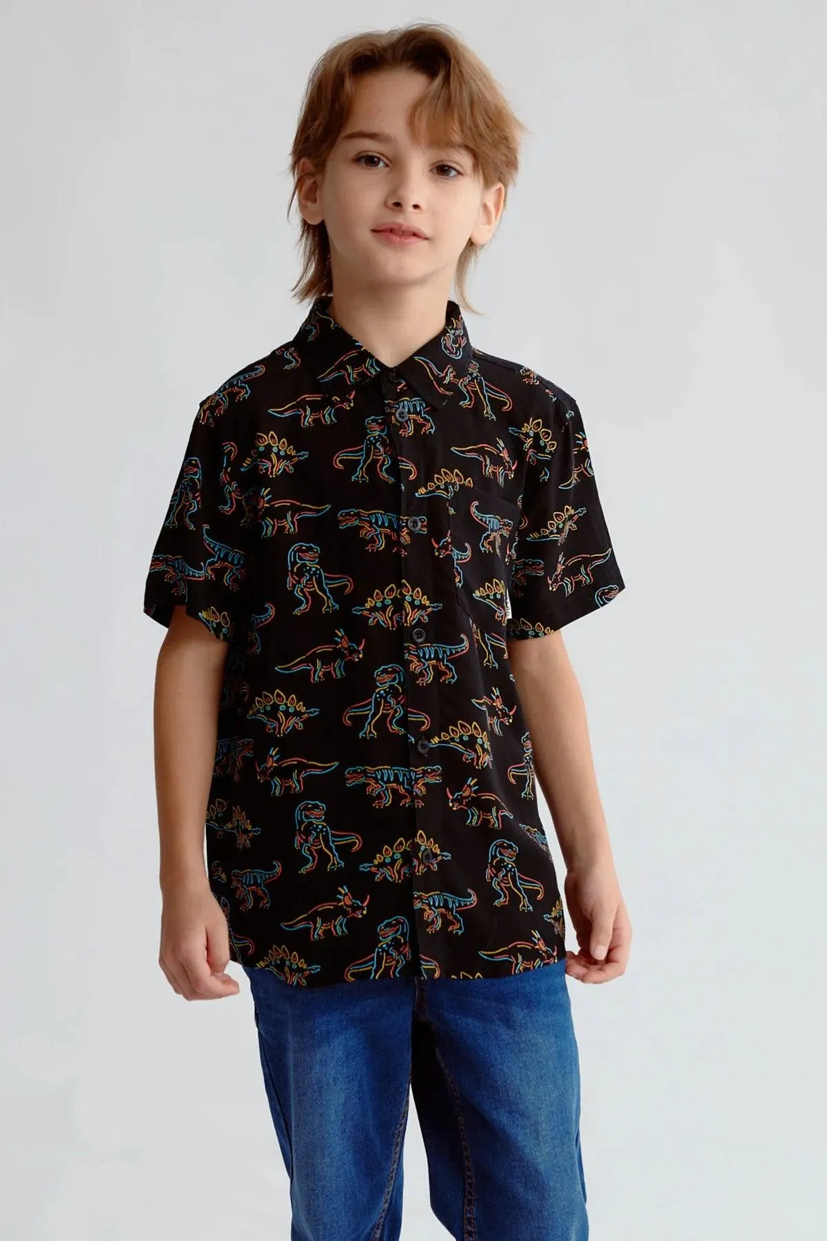 Camisa Niño Guayabera Negro